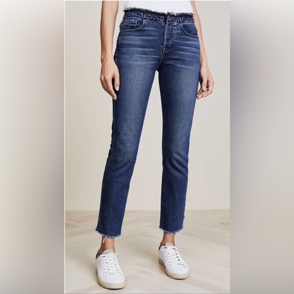 3x1 NYC High Rise Denim Cropped Jeans with Raw Hem
